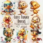 Cute Funny Duck Clipart Bundle
