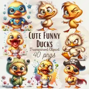 Home 9 Cute Funny Duck Clipart Bundle