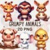 Grumpy Animals Clipart Bundle