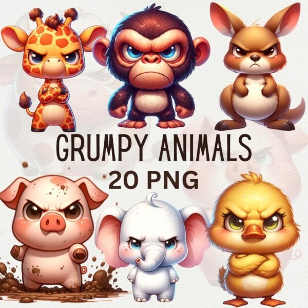 Grumpy Animals Clipart Bundle