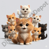 Sweet Cats PNG Pack with over 30 transparent cartoon cat graphics for digital use